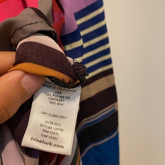 TRINA TURK Silk‎ Multicolored Striped Blouse - P - Picture 7 of 7
